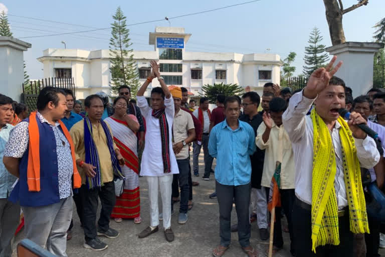 Tripura BJP tribal wing holds protest against corruption in TTAADC