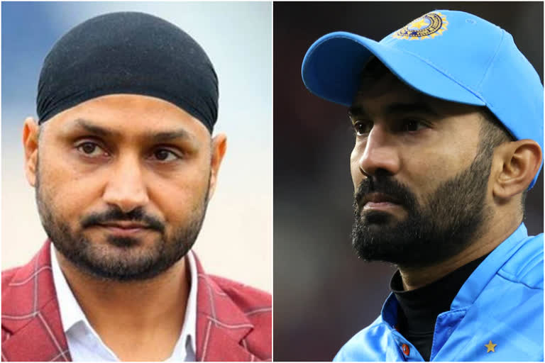 T20 world cup 2022  Harbhajan Singh on Dinesh Karthik  Harbhajan Singh  Dinesh Karthik  rishabh pant  റിഷഭ്‌ പന്ത്  ടി20 ലോകകപ്പ്  ദിനേശ് കാര്‍ത്തിക്  ഹര്‍ഭജന്‍ സിങ്‌  ഇന്ത്യന്‍ ക്രിക്കറ്റ് ടീം  Indian cricket team  ഹാർദിക് പാണ്ഡ്യ  Hardik Pandya