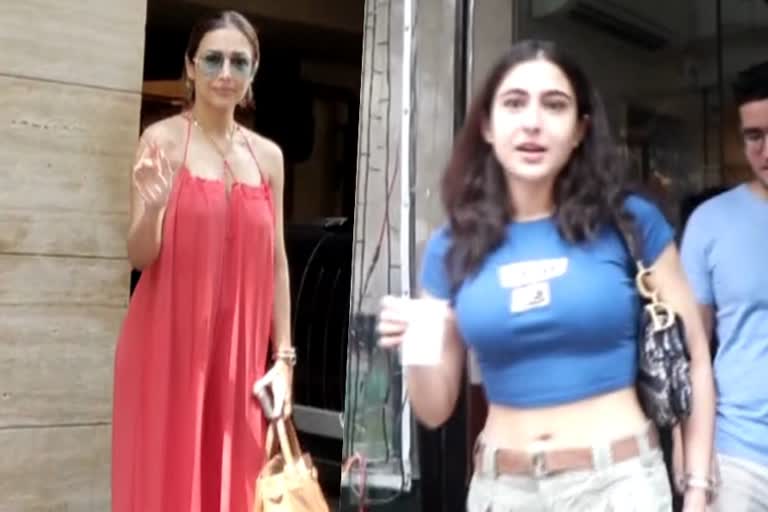 malaika arora  sarah ali khan  spotted in mumbai  ranbir kapoor  alia bhat  latest film news  latest news in mumbai  latest news today  സാറ അലി ഖാന്‍  മല്ലൈക അറോറ  മുംബൈ  ആലിയ ഭട്ട്  രണ്‍ബീര്‍ കപൂര്‍  ഏറ്റവും പുതിയ സിനിമ വാര്‍ത്ത  ഇന്നത്തെ പ്രധാന വാര്‍ത്ത