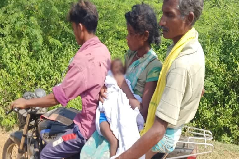 Bodies of two children carried on two wheelers in Telugu states