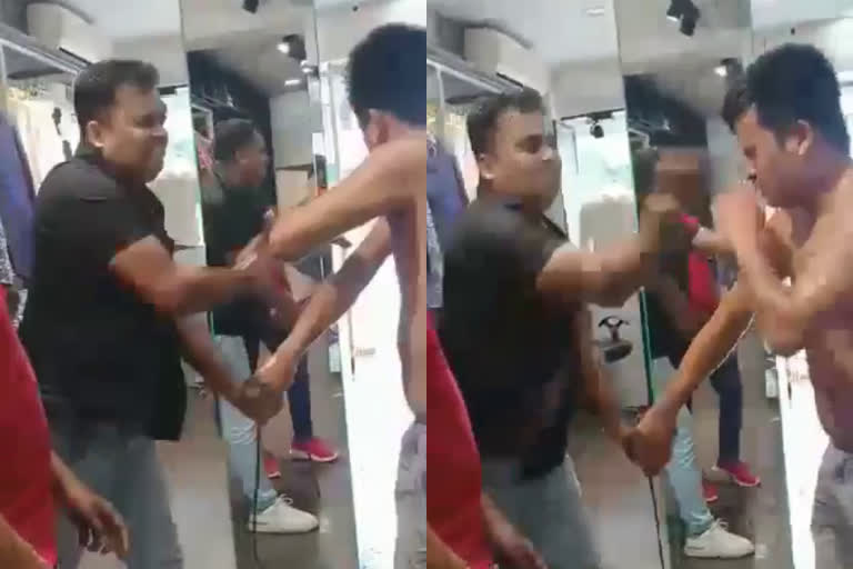 Shop owner beats employee with rod  തൊഴിലാളിയെ മർദിച്ച് കടയുടമ  ശമ്പള കുടിശ്ശിക ചോദിച്ച തൊഴിലാളിക്ക് ക്രൂര മർദനം  അഗർത്തല വൈറൽ വീഡിയോ  ത്രിപുര ക്രൈം വീഡിയോ  Tripura Crime Video  Shop owner beats employee for asking salary  ജീവനക്കാരനെ ക്രൂരമായി മർദിച്ച് കടയുടമ  അഗർത്തല സിറ്റി  സുരജിത് ത്രിപുര  ഭാരതീയ ജനതാ ജനജാതി മോർച്ച  Bharatiya Janata Janajati Morcha  സുരജിത്