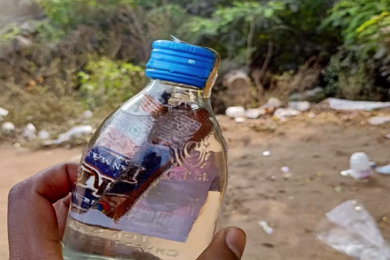 Gutkha pouch found in desi liquor bottle of kusmunda