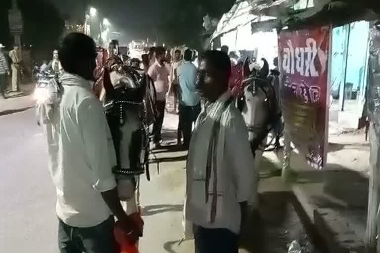 दूल्हा रथ के घोड़े भड़के