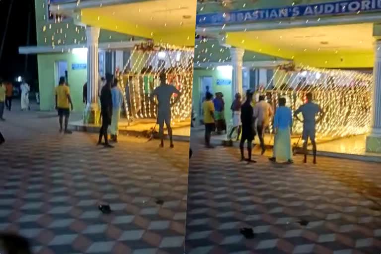 Clash during Wedding reception  Clash on Wedding reception at Balaramapuram  Wedding reception clash Balaramapuram  Balaramapuram wedding reception clash  കല്യാണം  ബാലരാമപുരത്തെ കല്യാണത്തല്ല്  ഉച്ചക്കട  വിവാഹ ചടങ്ങിനിടെ സംഘര്‍ഷം  വിവാഹ സത്ക്കാരത്തിനിടെ കൂട്ടത്തല്ല്