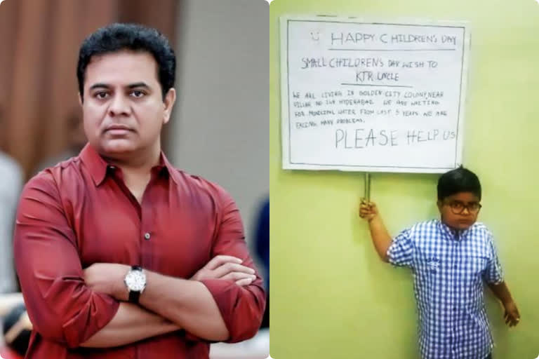 A child tweeted to KTR asking for drinking water and the minister responded