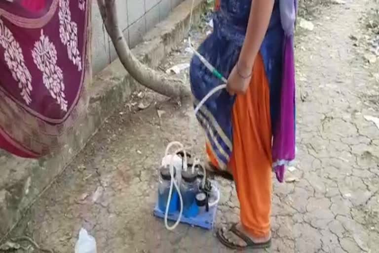 baby breathing through foot pump