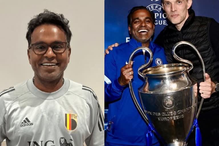 Vinay Menon at FIFA World Cup  FIFA World Cup  Indian at FIFA World Cup  Football World Cup  Belgian wellness coach from India  ബെൽജിയത്തിന്‍റെ വെൽനെസ് കണ്‍സൾട്ടന്‍റായി മലയാളി  വിനയ്‌ മേനോൻ  ബെൽജിയത്തിന്‍റെ വെൽനെസ് കണ്‍സൾട്ടന്‍റ് വിനയ് മേനോൻ  ചെൽസി  FIFA World Cup 2022  ഫിഫ ലോകകപ്പ് 2022  വിനയ്‌ മേനോൻ ഖത്തർ ലോകകപ്പ്  ഇംഗ്ലീഷ്‌ പ്രീമിയർ ലീഗ്  Vinay Menon wellness coach of Belgium team  ബെൽജിയം  ഫുട്‌ബോൾ ലോകകപ്പ്  ബെൽജിയം ടീമിന്‍റെ മാനസിക തന്ത്രജ്ഞൻ  ബെൽജിയം ടീമിലുണ്ടൊരു മലയാളി