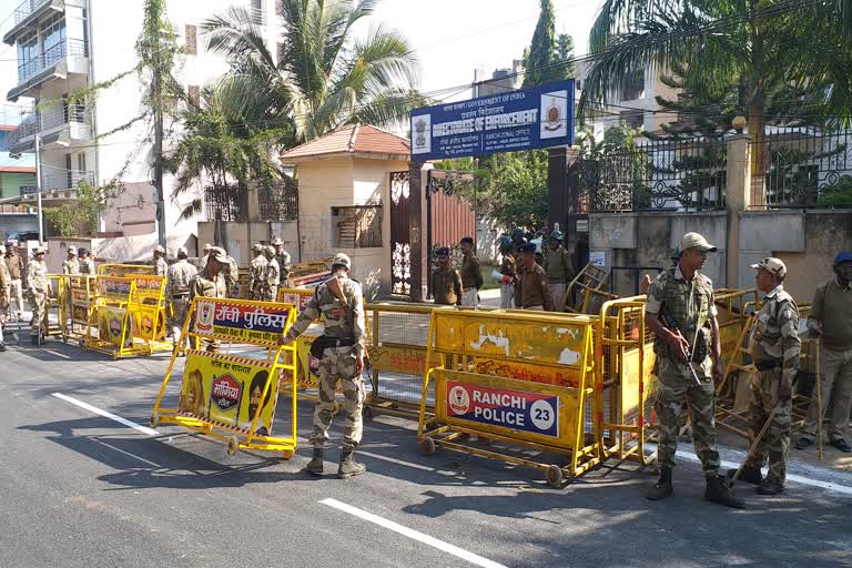 security arrangements at ED office in Ranchi for appearance of CM Hemant Soren