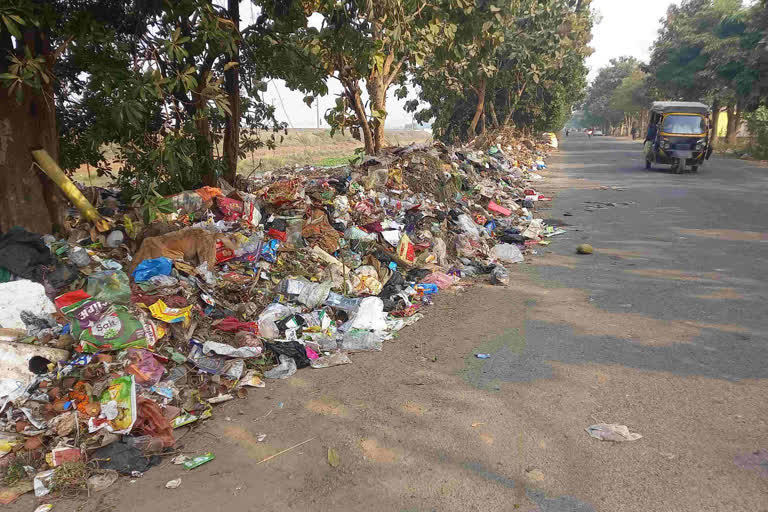 Garbage on NH 80 of Sahibganj