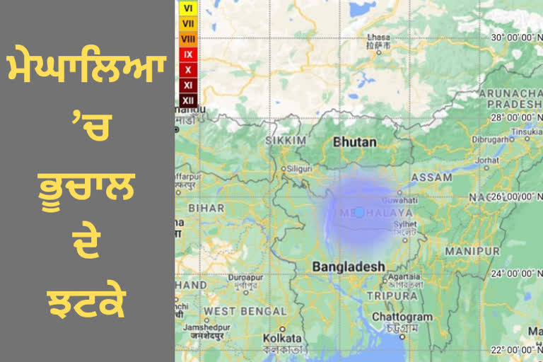 earthquake tremors at East-North-East of Tura, Meghalaya today