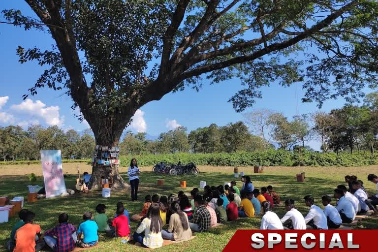 Tree Library of Kalchini increasing reading habits among local children