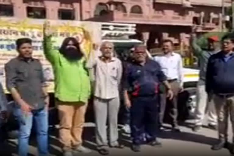 Foot march by Babu Ekta Manch from Bikaner in support of their pay grade demand