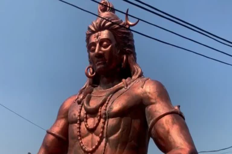 22 feet meditation style statue of lord shiva installed inside the pond in balasore