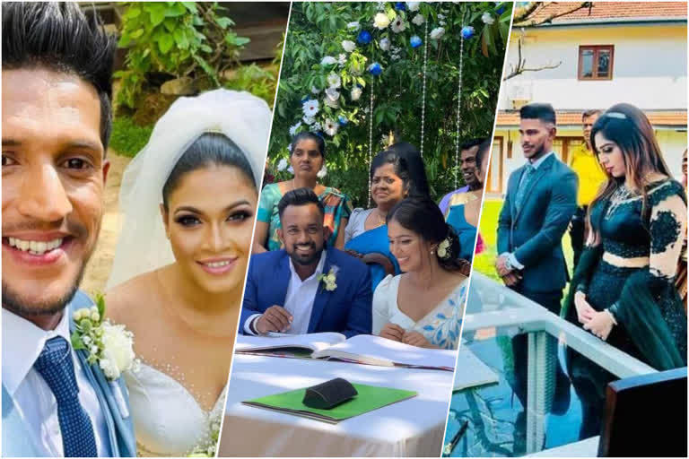 Sri Lankan cricketers  Kasun Rajitha  Pathum Nissanka  Charith Asalanka  Sri Lanka cricket twitter  Pathum Nissanka marriage picture  Kasun Rajitha marriage picture  Charith Asalanka marriage picture  സുൻ രജിത  പാത്തും നിസ്സാങ്ക  ചരിത് അസലങ്ക