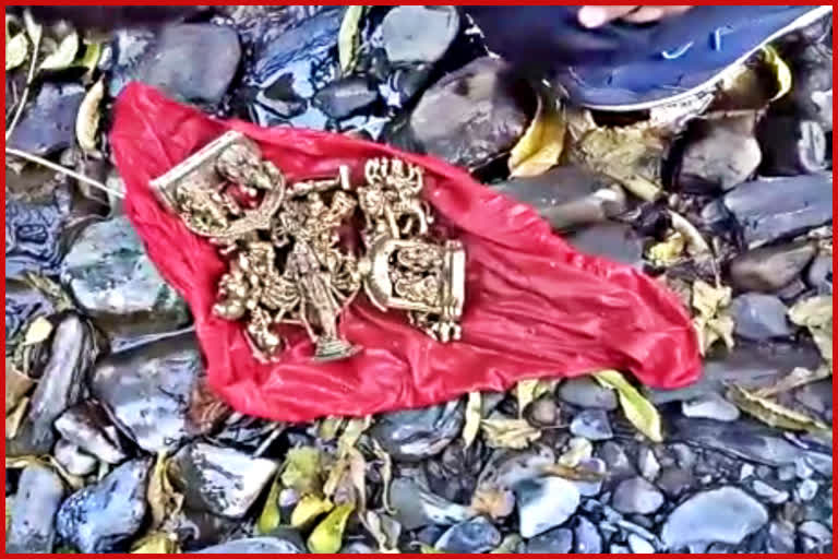 Idols found in Bharmour tied in a red cloth