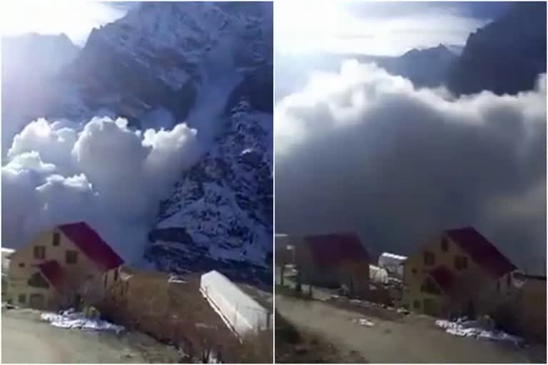 avalanche triggered by breaking of iceberg in lahaul spiti district