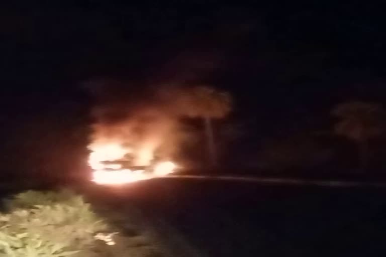 army truck caught fire in udaipur, army truck caught fire carrying ammunition