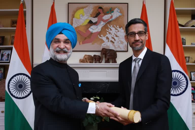 Etv Bharatgoogle-and-alphabet-ceo-sundar-pichai-received-padma-bhushan