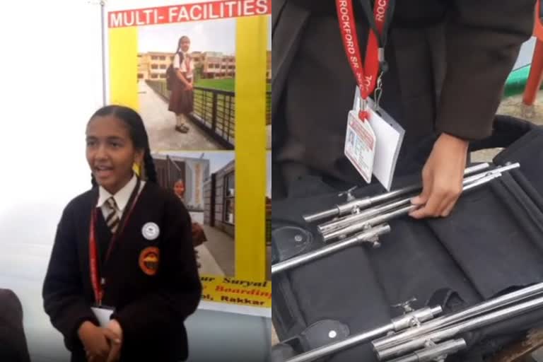 Himachal girl student develops school bag that can be converted into chair also