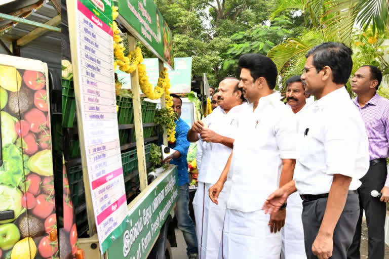 welfare scheme  farmers welfare scheme  cm stalin  scheme  cm stalin launched farmers welfare scheme  விவசாயிகளுக்கான திட்டத்தை தொடங்கினார் ஸ்டாலின்  ஸ்டாலின்  வேளாண் கட்டடங்கள்  நடமாடும் காய்கனி அங்காடிகள்  முதலமைச்சர் ஸ்டாலின்  சென்னை  முதலமைச்சர்