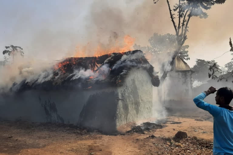 Thatched House Burnt To Ashes In Fire