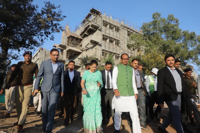 shivraj inspected with yashodhara raje global park