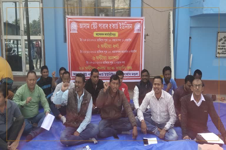 Protest by electricity workers in Kokrajhar