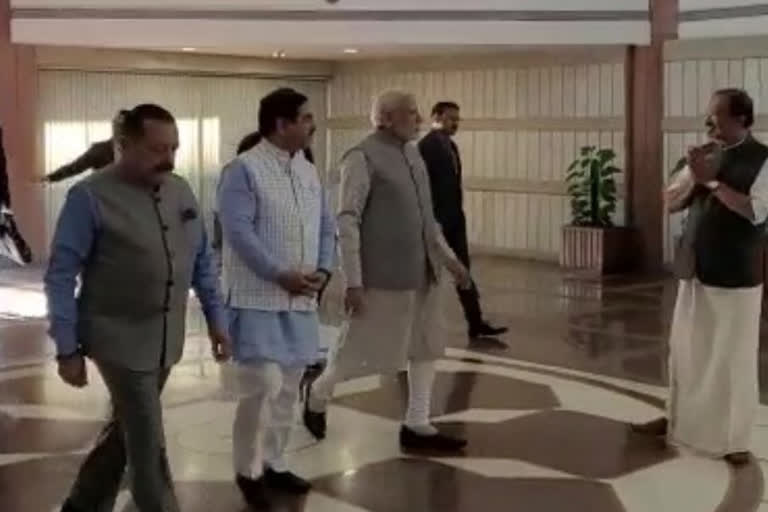 PM Modi felicitated at BJP meeting over record-breaking win in Gujarat polls