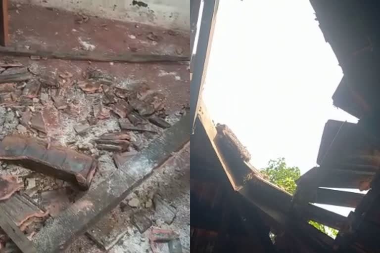 Man injured in house roof collapse in Kannur  Kannur news updates  വീടിന്‍റെ മേല്‍ക്കൂര തകര്‍ന്ന് വീണു  വീടിന്‍റെ മേല്‍ക്കൂര തകര്‍ന്നു  കണ്ണൂര്‍ വാര്‍ത്തകള്‍  കണ്ണൂര്‍ ജില്ല വാര്‍ത്തകള്‍  കണ്ണൂര്‍ പുതിയ വാര്‍ത്തകള്‍  kannur news updates  latest news in kerala