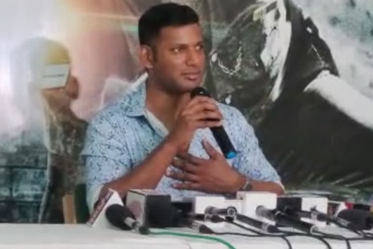 Tamil actor Vishal press conference in Mysore
