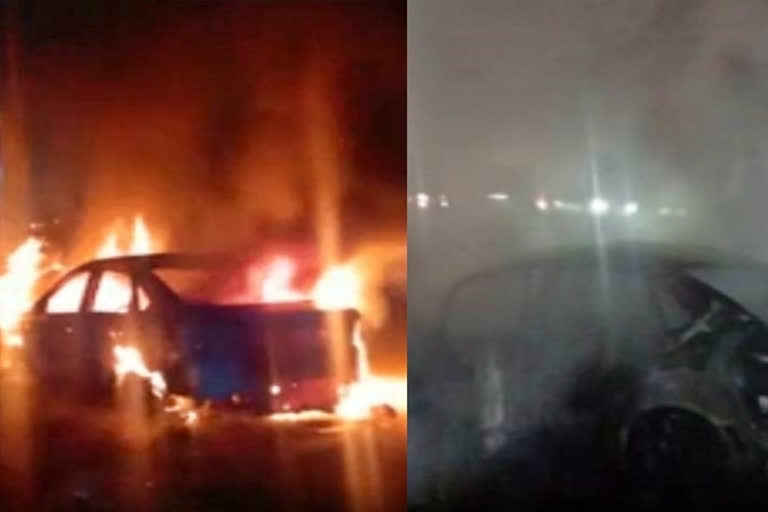 Car up in flames in Punjab