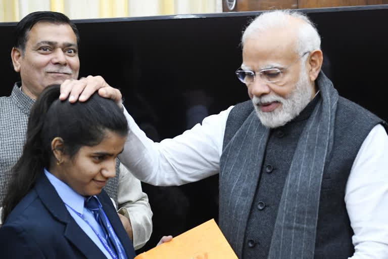 PM Modi felicitates Diya Namdev, CBSE topper in Class 10, pmmodi