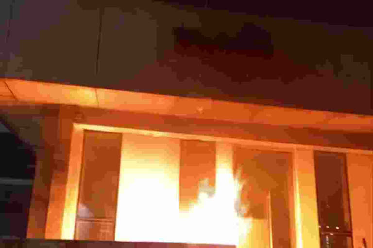 Miscreants Set Fire To Anna Canteen in Tenali