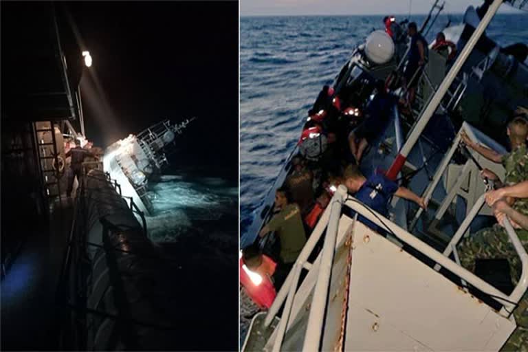 thai navy ship sinks rescue underway for sailors in water