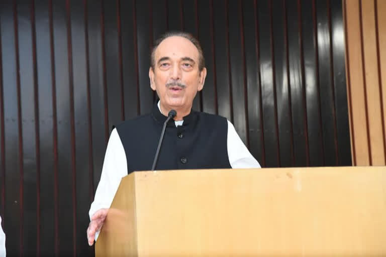 DAP chairman Ghulam Nabi Azad is speaking at an event