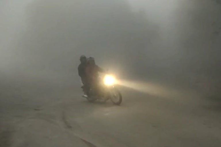 Visibility reduced due to dense fog in Delhi