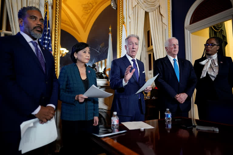 House Ways and Means Committee Chairman Richard Neal, D-Mass., talks to the media