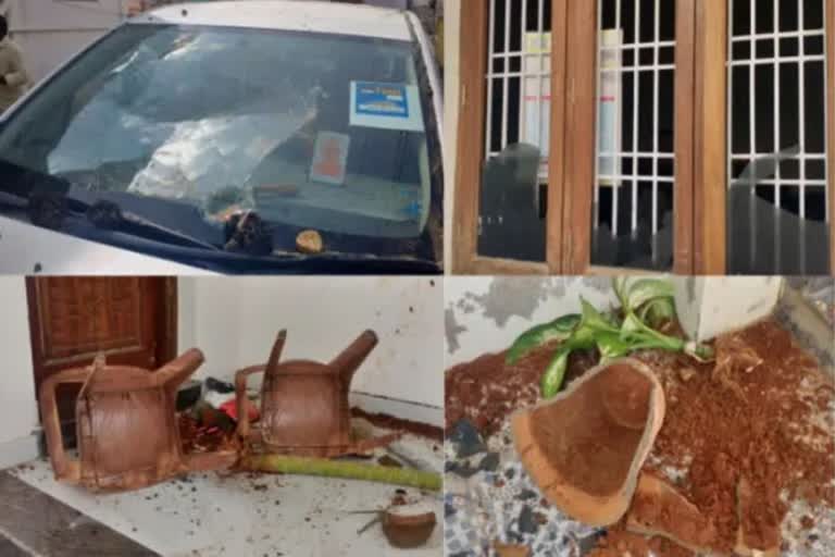 BJP leaders house and car vandalized