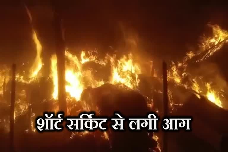 बेतिया में शॉर्ट सर्किट से लगी आग