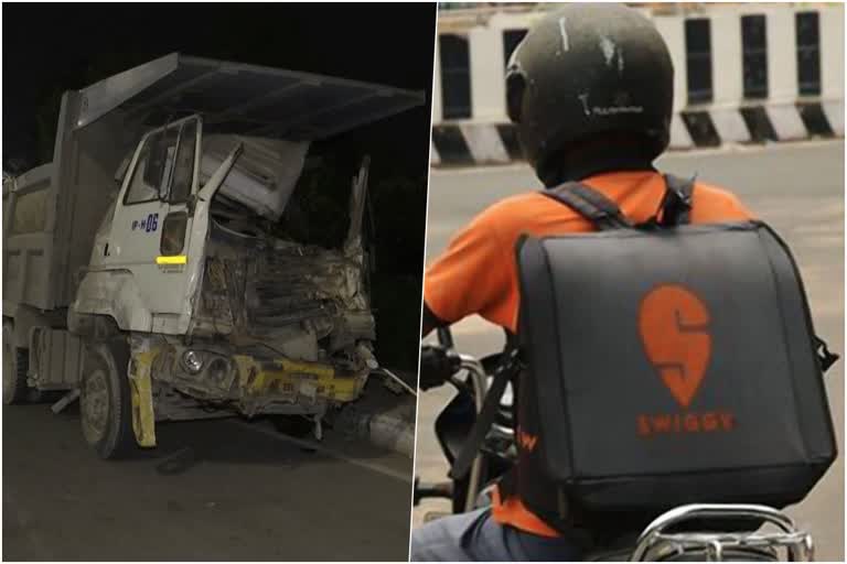 Swiggy Delivery Boy lost life in a Road Accident at Gachibowli of Hyderabad