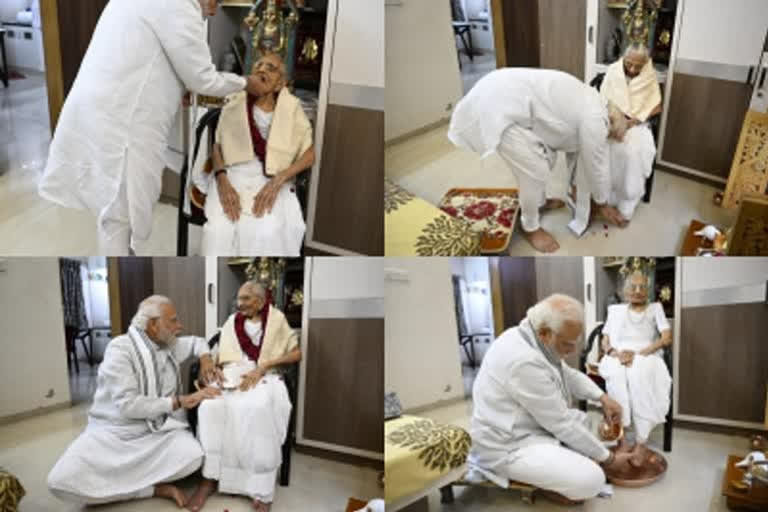 Narendra Modi and his mother ETV Bharat