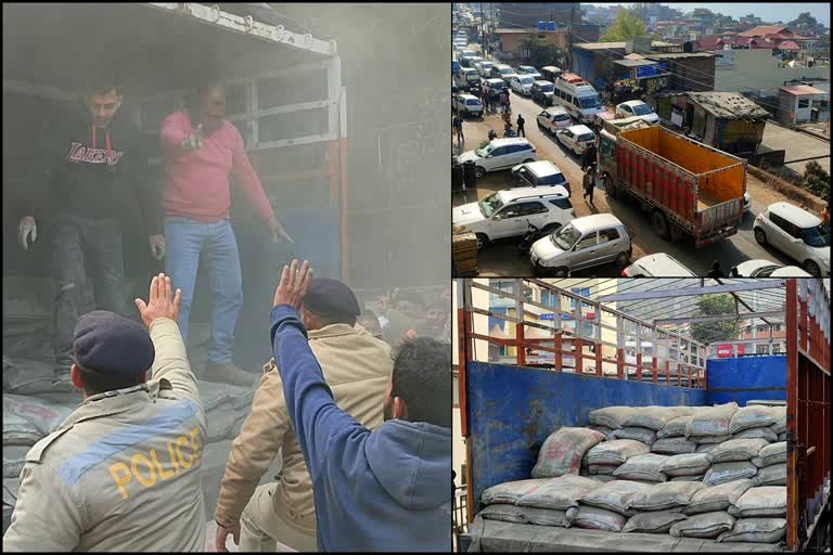 बिलासपुर में ट्रक ऑपरेटरों ने सीमेंट से भरे ट्रकों को रोका