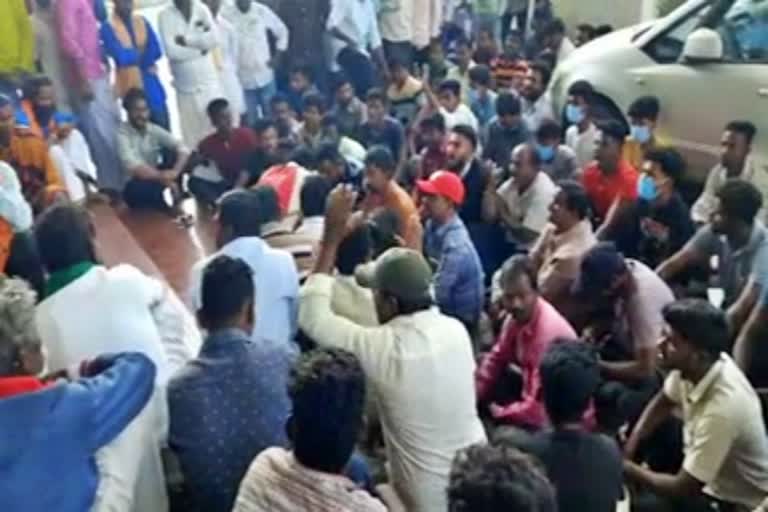 Parents protest in front of the hospital