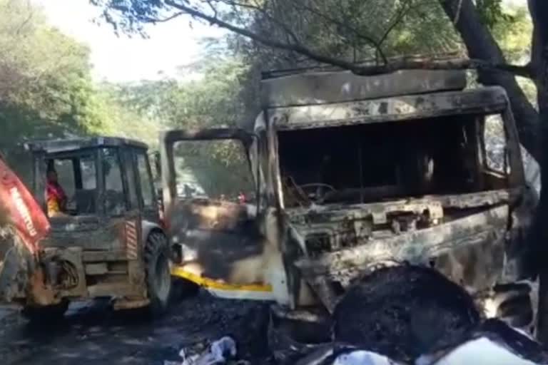 truck full of papers caught fire on Bathinda