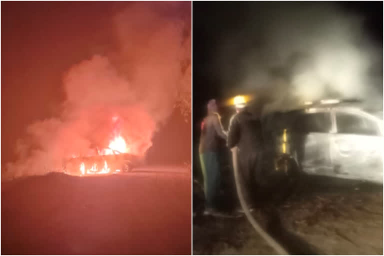 car caught fire in roorkee