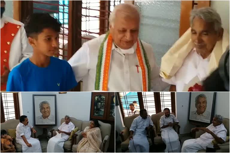 governor  Oommen Chandy  governor visited Oommen Chandy  arif muhamad khan  kerala news  malayalam news  Oommen Chandy residence  ഉമ്മൻചാണ്ടിയെ സന്ദർശിച്ച് ഗവർണർ  ഉമ്മൻചാണ്ടിയെ സന്ദർശിച്ച് നേതാക്കൾ  ഉമ്മൻചാണ്ടി  കേരള വാർത്തകൾ  മലയാളം വാർത്തകൾ  ഗവർണർ  ആരിഫ് മുഹമ്മദ് ഖാൻ