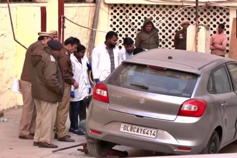 Forensic Science Laboratory (FSL) team examining the car of the accused