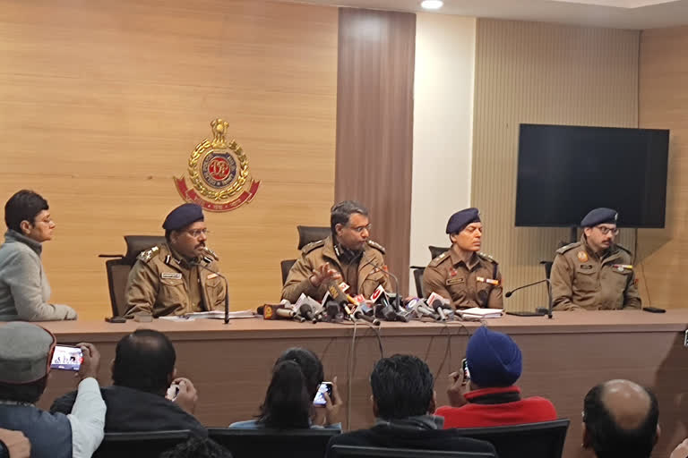 Delhi Police Special CP Sagar Preet Hooda addressing the media on Thursday