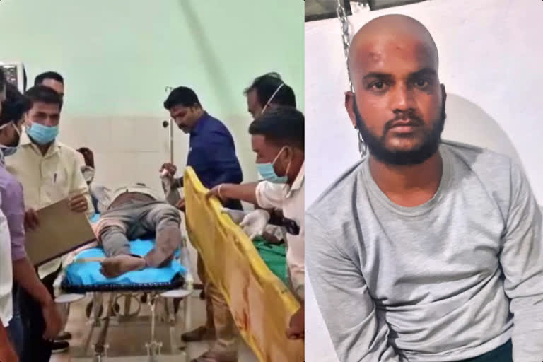 The murder accused was shot  murder accused was shot in the leg by the police  murder in Kalaburagi  ಸ್ಥಳ ಮಹಜರು ವೇಳೆ ಪರಾರಿಗೆ ಯತ್ನ  ಆರೋಪಿ ಪೊಲೀಸರ ಮೇಲೆ ದಾಳಿ ಮಾಡಿ ಪರಾರಿ  ಪೊಲೀಸರು ಆರೋಪಿ ಕಾಲಿಗೆ ಗುಂಡು ಹಾರಿಸಿ ಸೆರೆ  ಕೊಲೆ ಆರೋಪಿ ಕಾಲಿಗೆ ಗುಂಡೇಟು  ಹಿರಿಯ ಅಧಿಕಾರಿಗಳು ಆಸ್ಪತ್ರೆಗೆ ದೌಡು  ಹಾಡುಹಗಲೇ ಕೊಲೆಗೈದು ಪರಾರಿಯಾಗಿದ್ದ ಆರೋಪಿ  ಪೊಲೀಸರ ಮೇಲೆ ಕೊಲೆ ಆರೋಪಿ ಹಲ್ಲೆ  ಪೊಲೀಸ್​ ಠಾಣೆಯಲ್ಲಿ ಪ್ರಕರಣ ದಾಖಲು