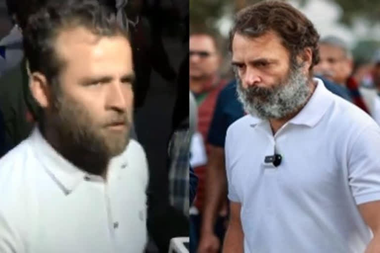 congress bharat jodo yatra  bharat jodo yatra up  rahul gandhi bharat jodo yatra  two rahul gandhi in bharat jodo yatra  two rahul gandhi in congress bharat jodo yatra  etv bharat talk to faisal who lookalike rahul